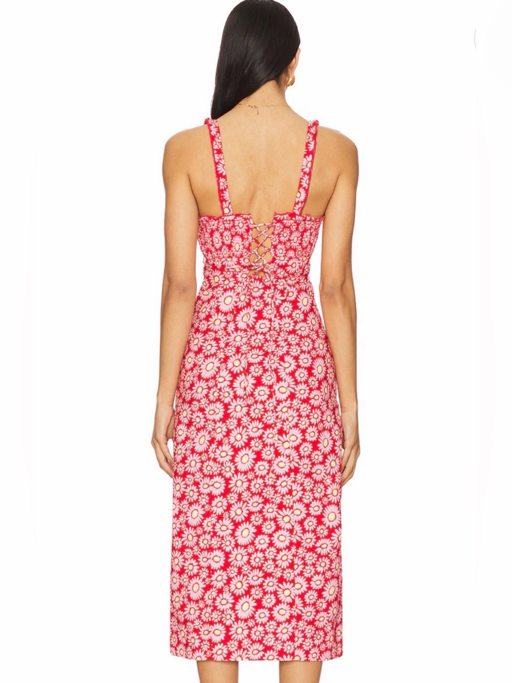 NWT Free People Lucinda Printed Midi Dress - Tomato Daisy - Size Small - Picture 2 of 8